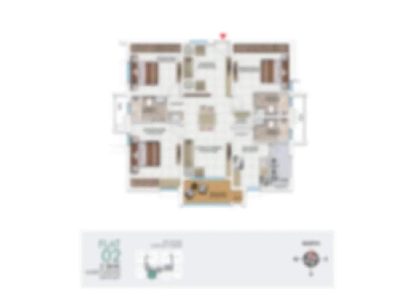 Representative 2 BHK / 2.5 BHK unit floor plan, My Home Konadasapura